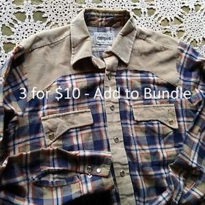 Western flannel /courdoroy, pearl snaps shirt 15.5